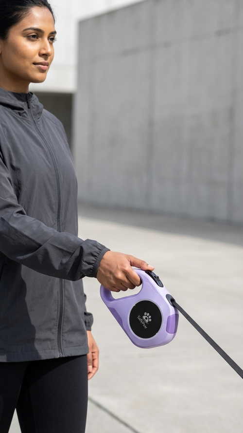 SafePaw Retractable LED Leash (Purple)