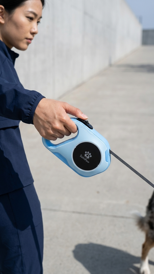 SafePaw Retractable LED Leash (Blue)