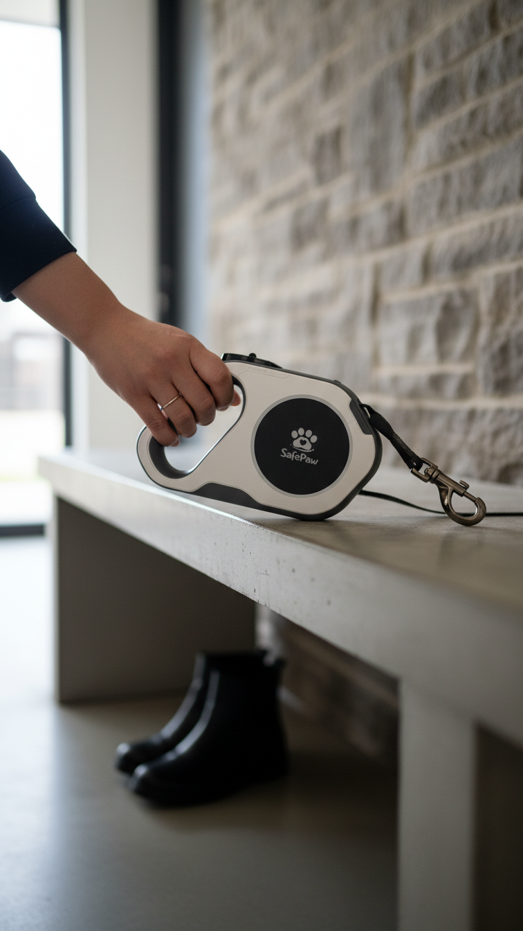 SafePaw Retractable LED Leash (White)